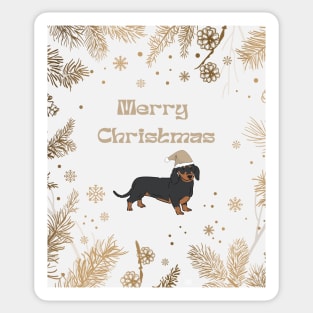 Merry Christmas Santa Dachshund Dog Sticker